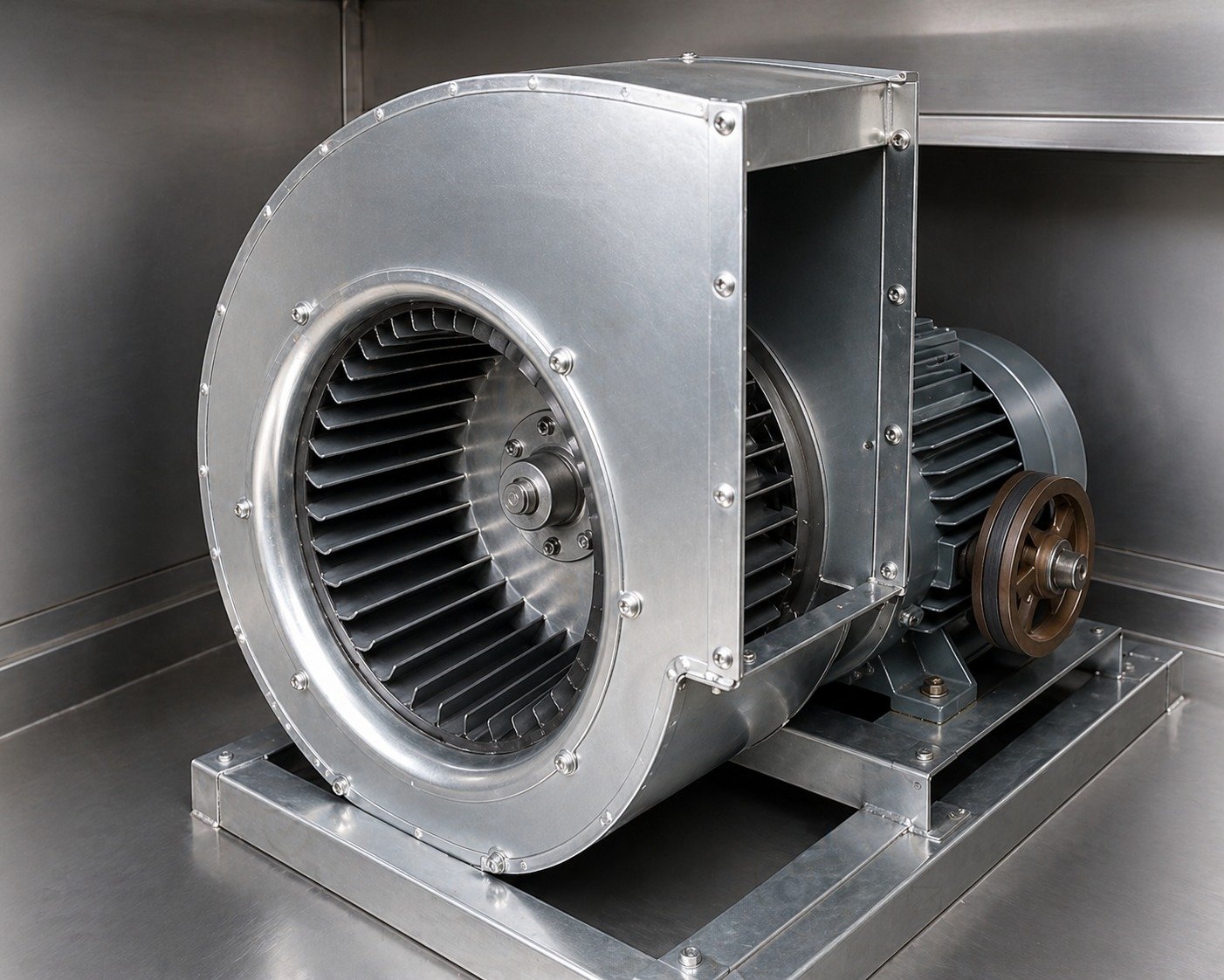 Moteur escargot et turbine d'extraction propres après dégraissage Clean Hotte Pro
